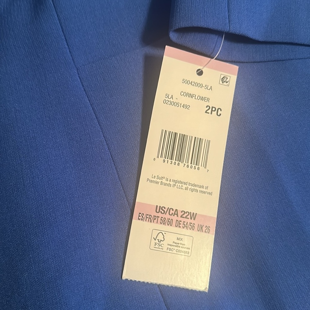 NEW Women's Le Suit Jacket/Dress Suit Cornflower Blue Dress Set - Picture 4 of 5